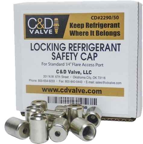CD2290/50 TAMPER RESISTANT CAP 1/4 50PK - Refrigerant Caps